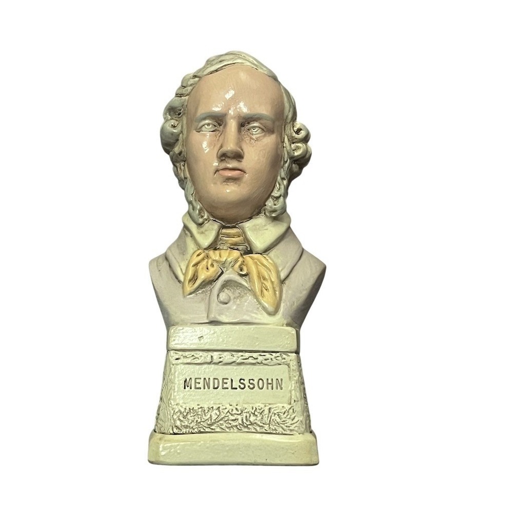 Terra Stone Felix Mendelssohn Composer‎ Bust Figurine Statue Gold Accent